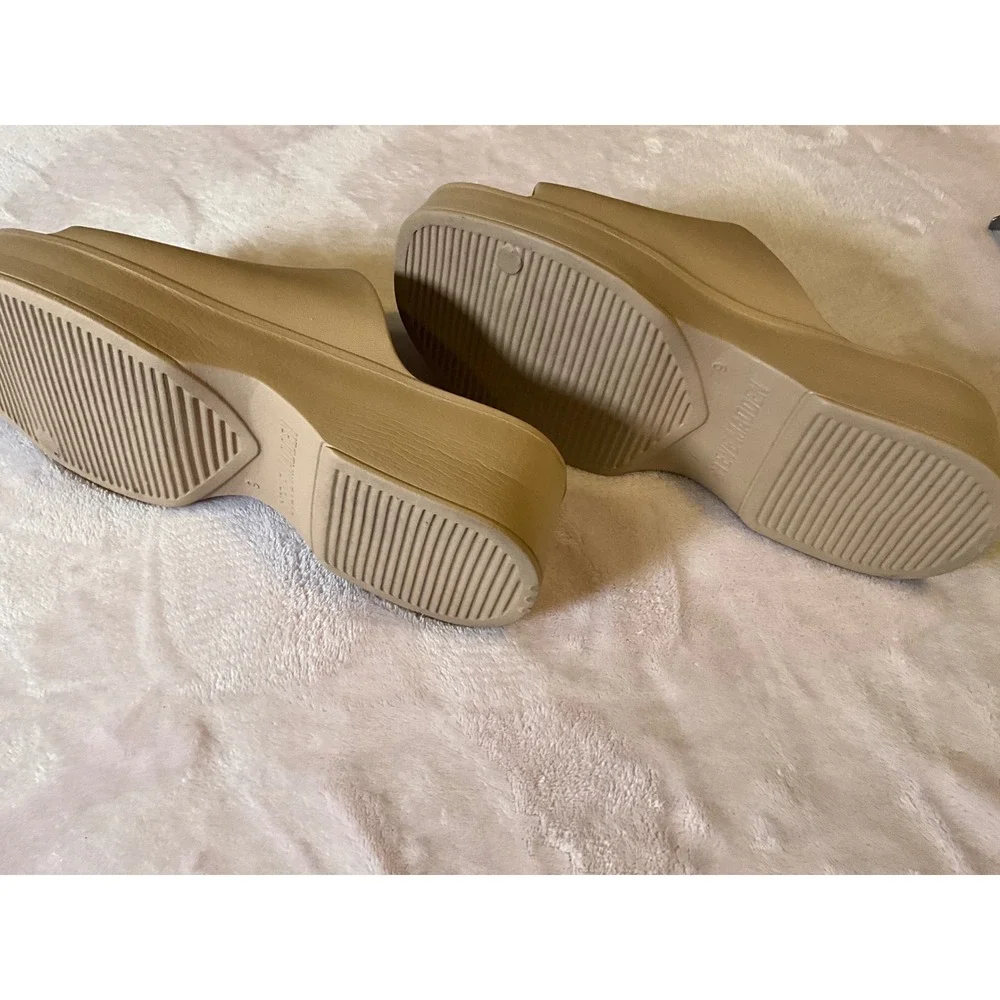 Steve Madden Womens Tan Beige Platform Slide Sandals Chunky Mules Size 9